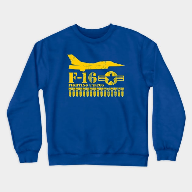 F-16 Fighting Falcon (distressed) Crewneck Sweatshirt by TCP